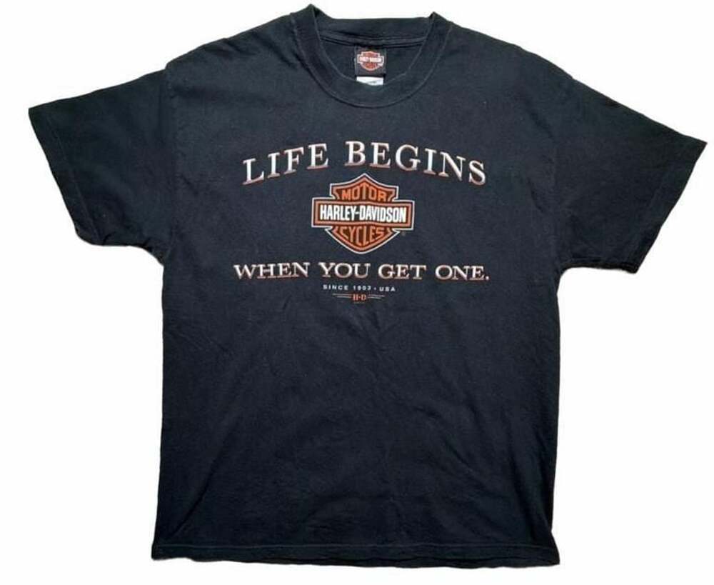 Harley-Davidson Minnesota Life Begins When You Get One Black T-Shirt Size L